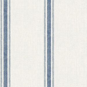 Linette Blue Fabric Stripe Paper Pre-Pasted Wallpaper Roll (Covers 56.4 Sq. Ft.)